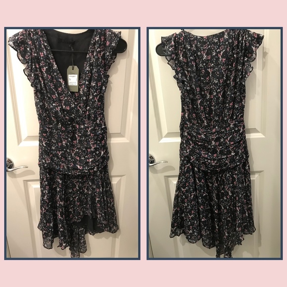 ALLSAINTS- CARIS FLORAL DRAPED DRESS (NWT) - Picture 2 of 16
